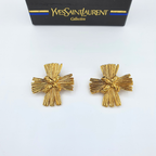 Vintage Yves Saint Laurent Cross-Shaped Clip Earrings – view 3