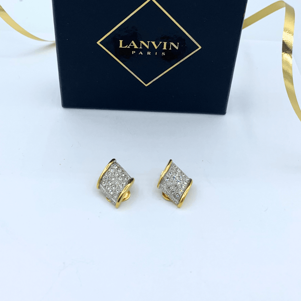 Vintage Lanvin Rectangular Gently Curved Clip Earrings – view 2