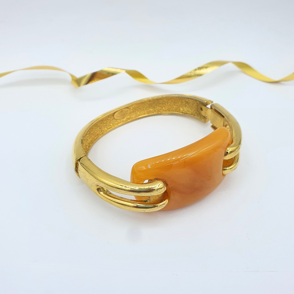 Givenchy Vintage Bracelet – Gold & Butterscotch Resin – 1980s – view 2