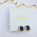 Vintage Christian Dior Octagonal Clips with Cobalt Blue Enamel – view 2