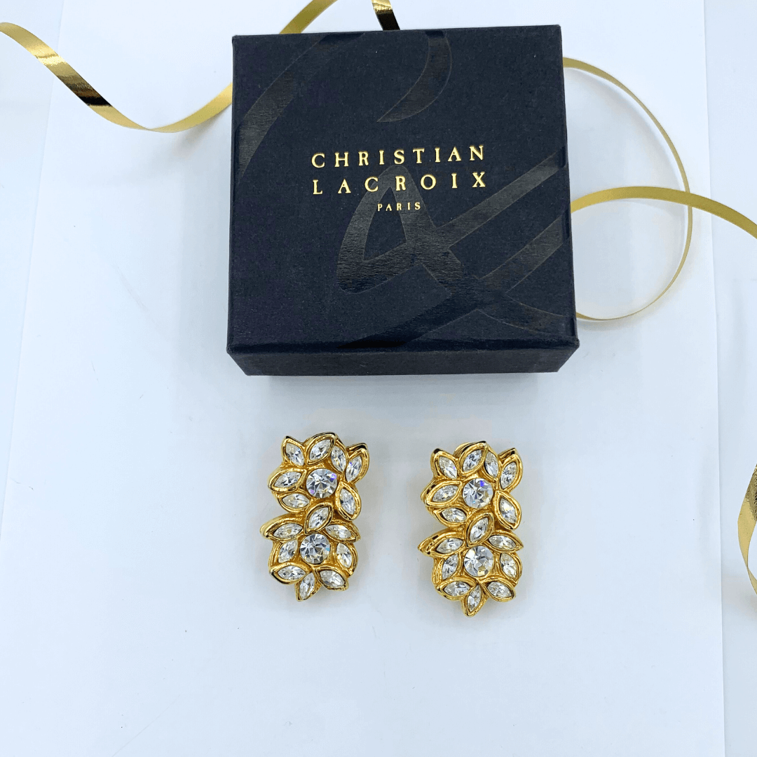 Vintage Christian Lacroix Overlapping Petals Clip Earrings – view 2