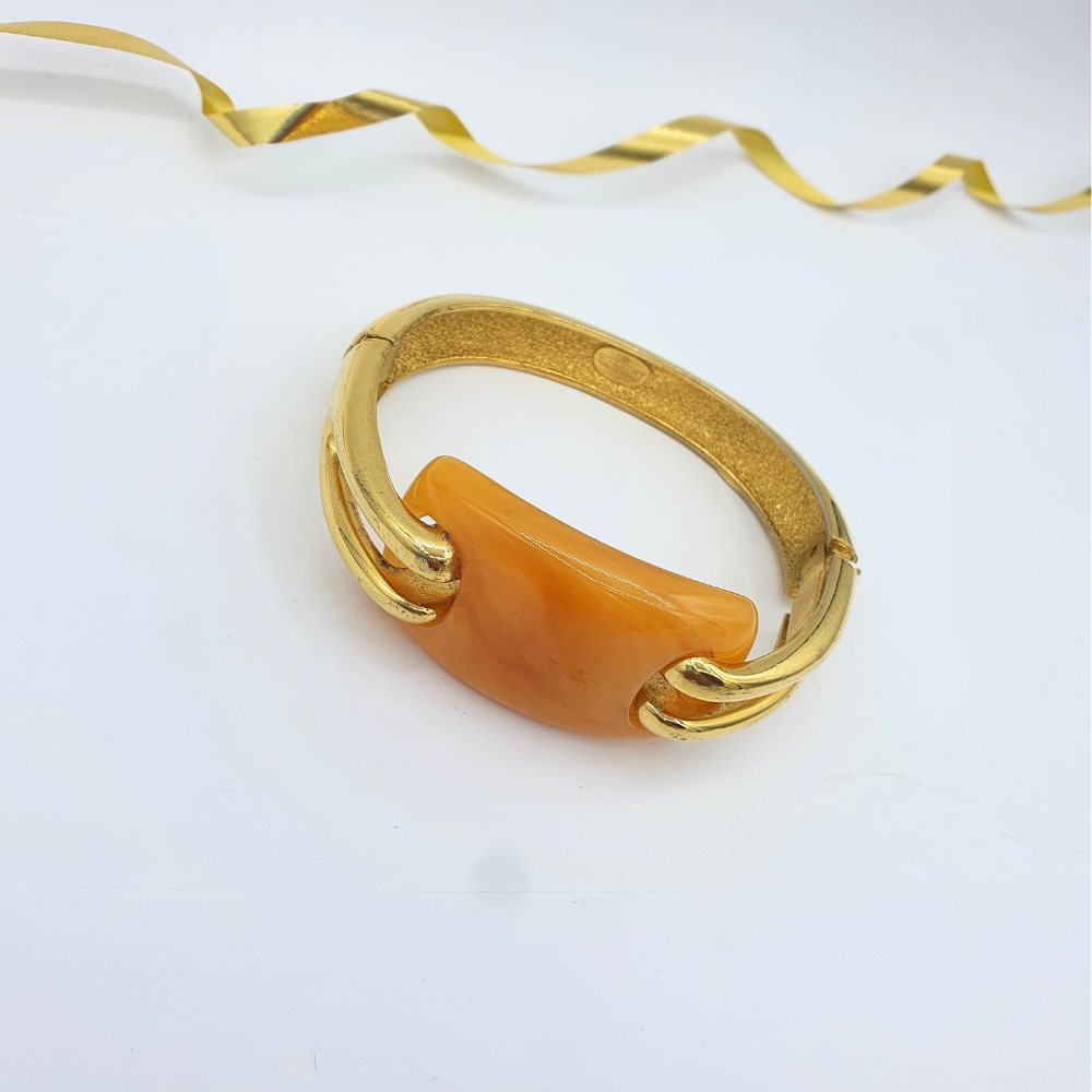Givenchy Vintage Bracelet – Gold & Butterscotch Resin – 1980s – view 3