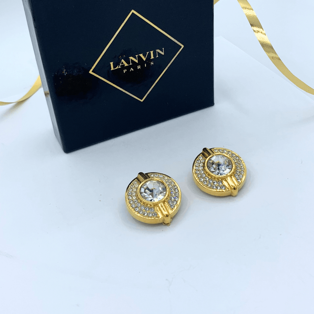 Vintage Lanvin Art Deco Pavé Rhinestone Clip Earrings – view 2