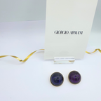 Vintage Giorgio Armani Deep Blue Cabochon Clip Earrings – view 2