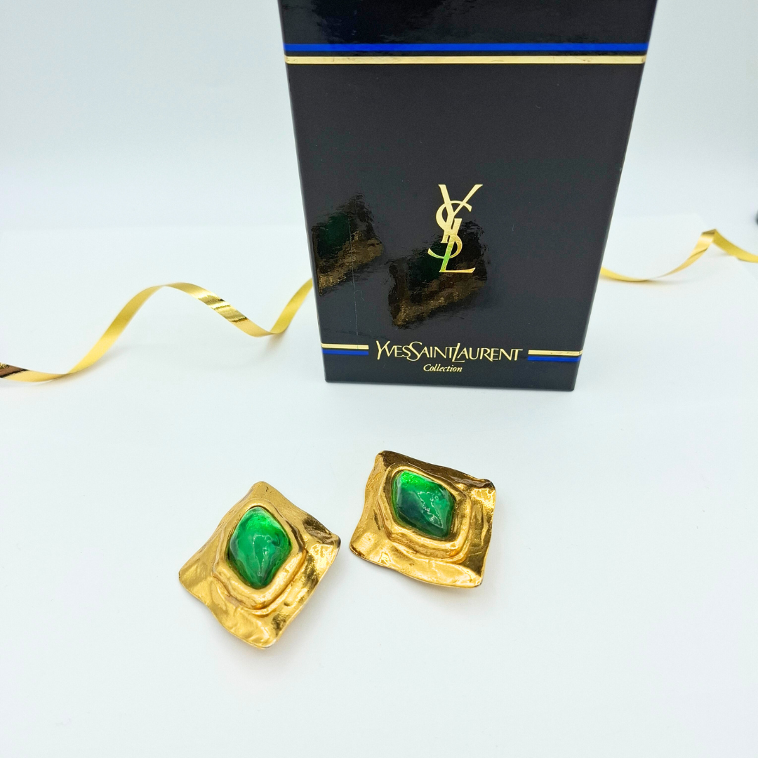 Vintage Iconic Yves Saint Laurent XL Clip Earrings – view 3