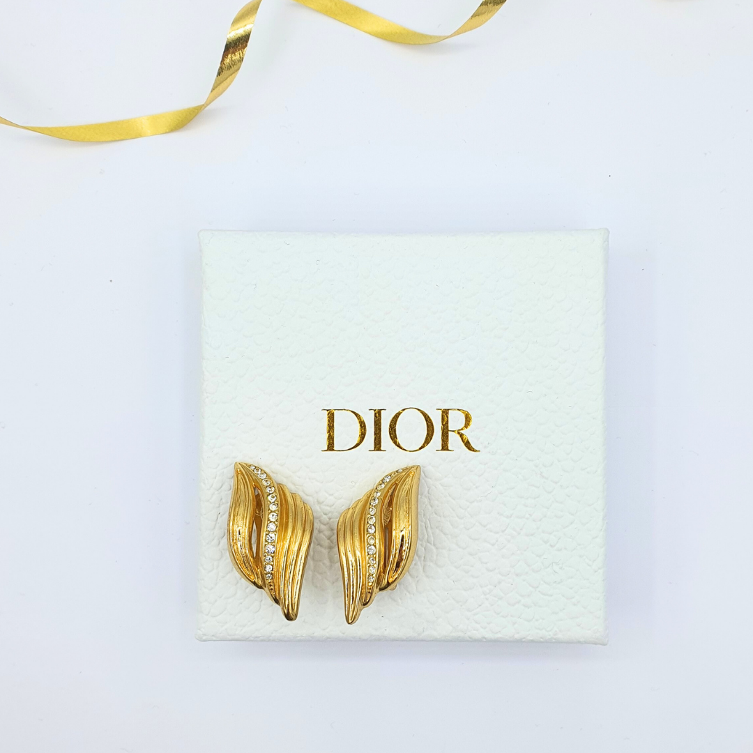 Vintage Christian Dior Curled Leaf Clip Earrings