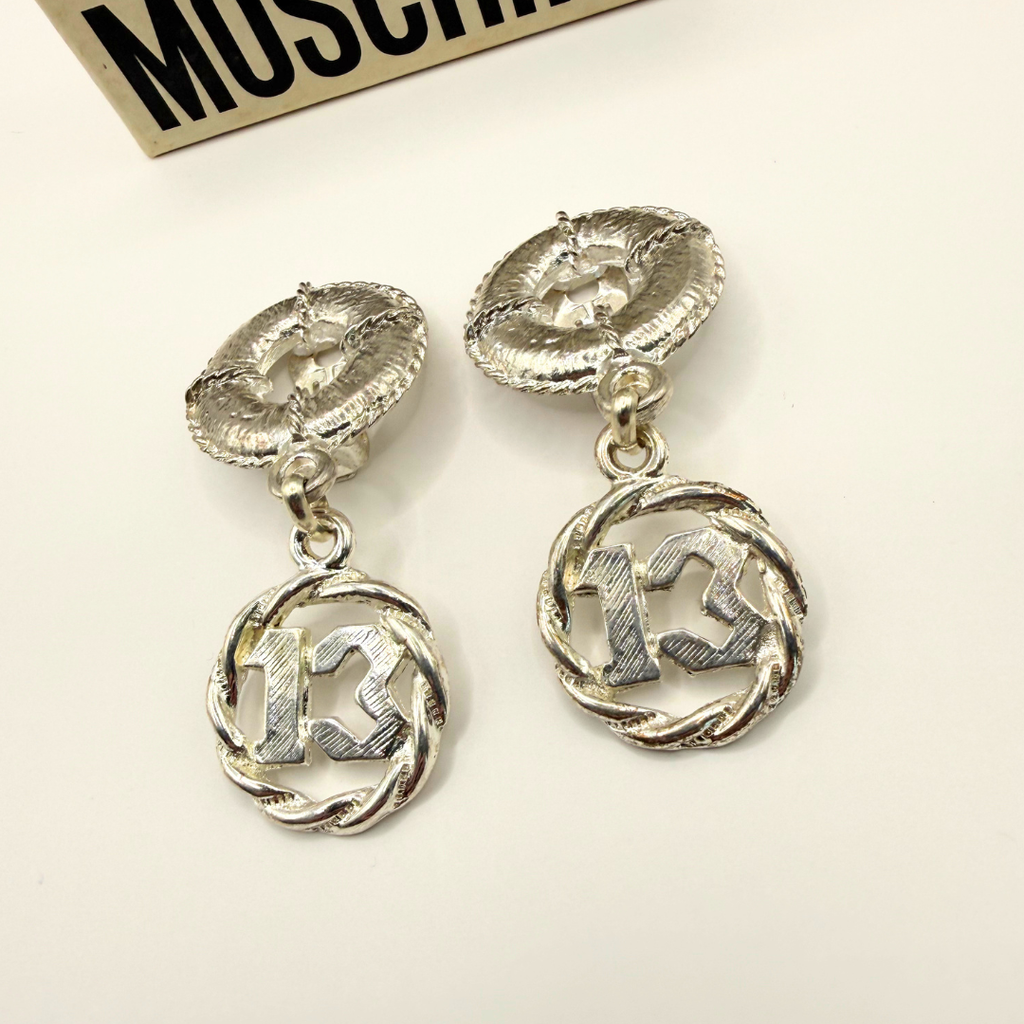 Moschino – Vintage Logo Earrings with “13” Medallions – view 3