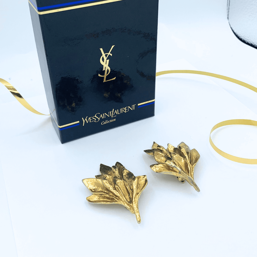 Vintage Yves Saint Laurent Fan of Leaves Earrings – view 2