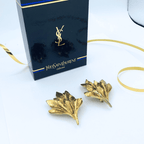 Vintage Yves Saint Laurent Fan of Leaves Earrings – view 2