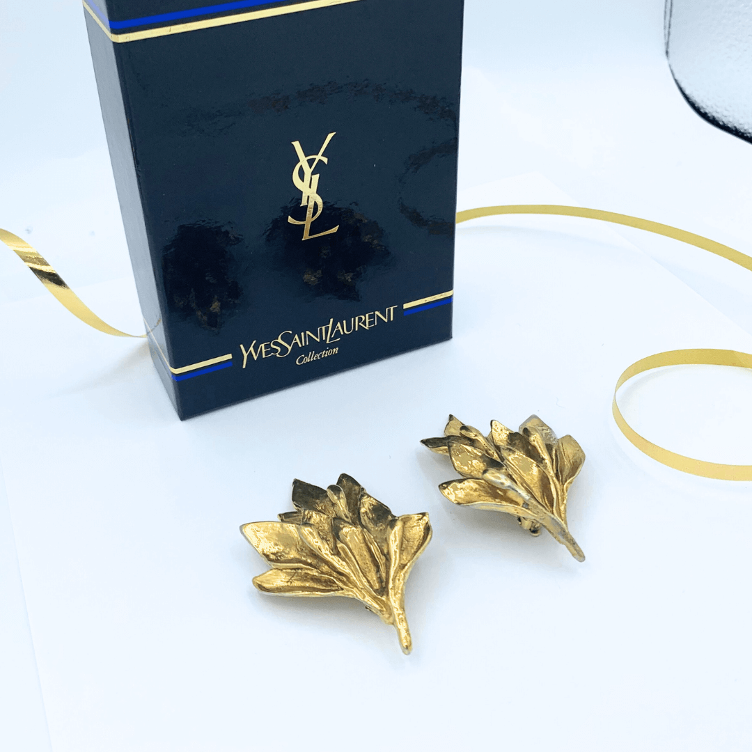 Vintage Yves Saint Laurent Fan of Leaves Earrings – view 2