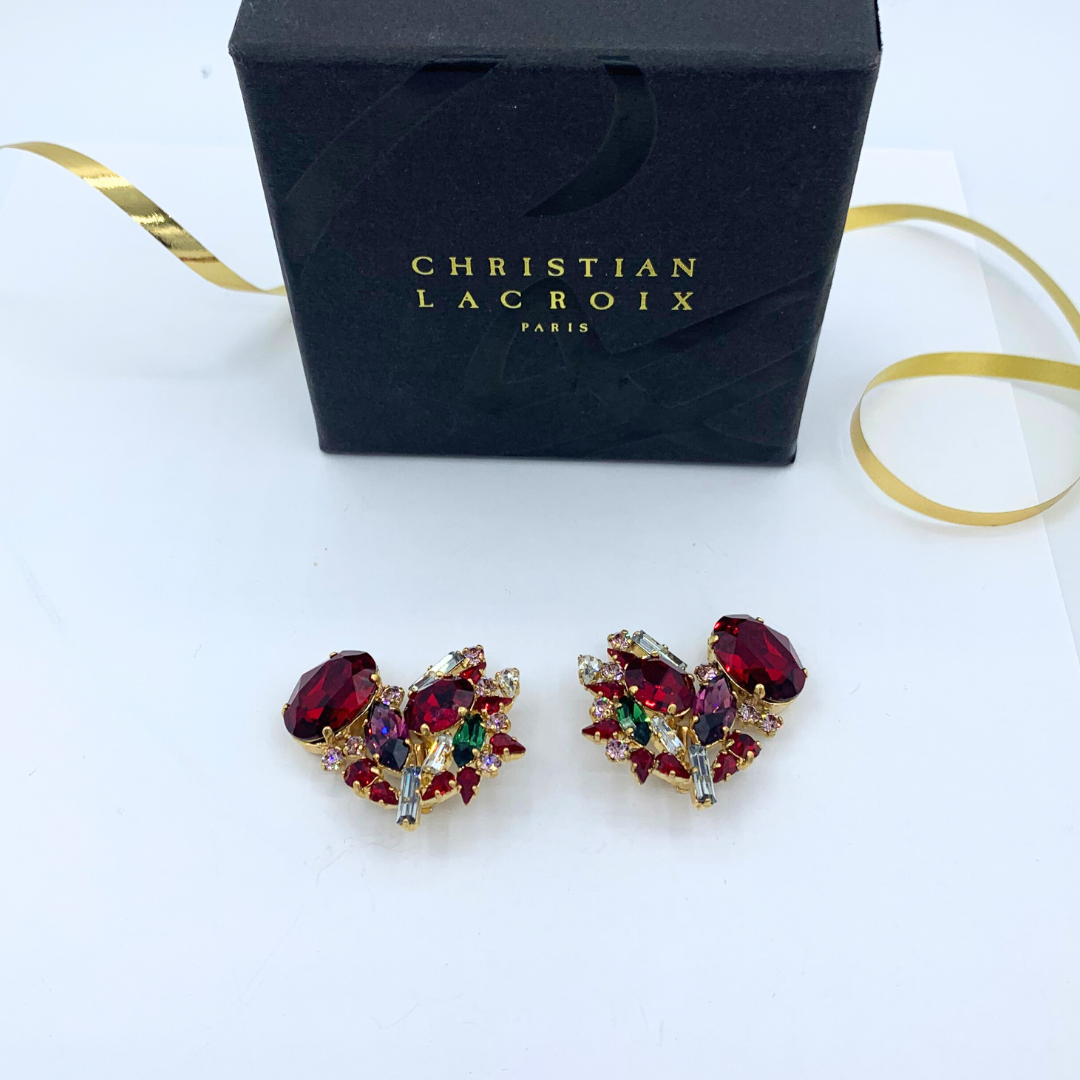 Vintage Christian Lacroix Baroque Glamour Crystal Earrings – view 3