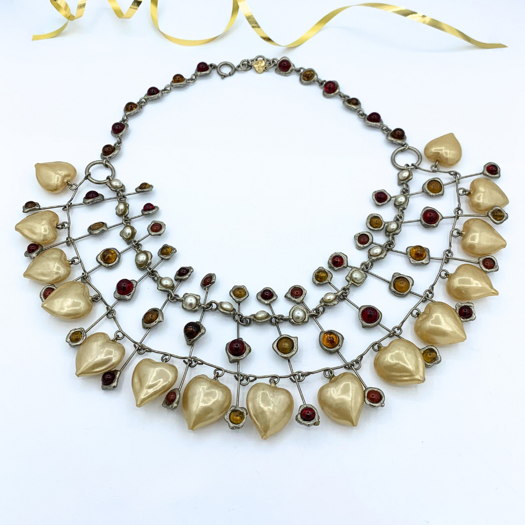 Vintage Moschino Gripoix & Faux Pearl Necklace