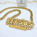 Versus Versace Vintage Statement Necklace – Crystal Logo Pendant – view 3