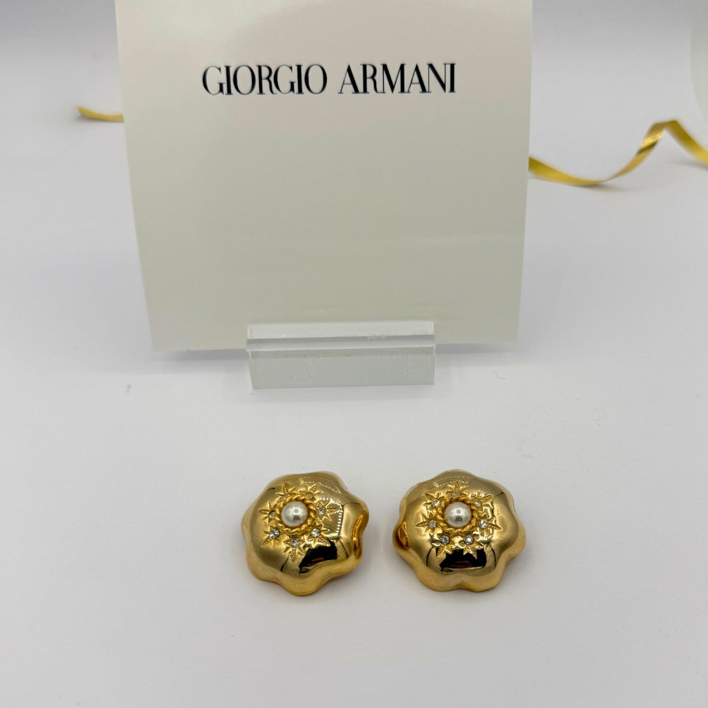 Vintage Giorgio Armani Floral Clip Earrings