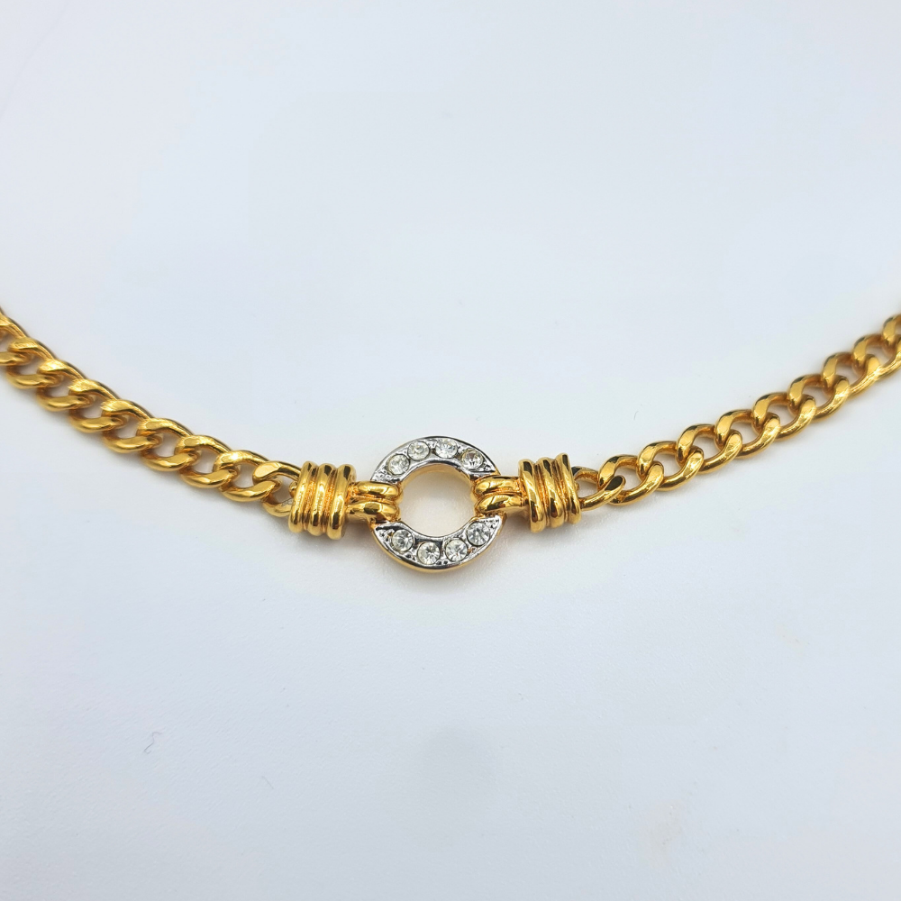 Vintage Lanvin – Chain Necklace with Rhinestone Detail – view 3
