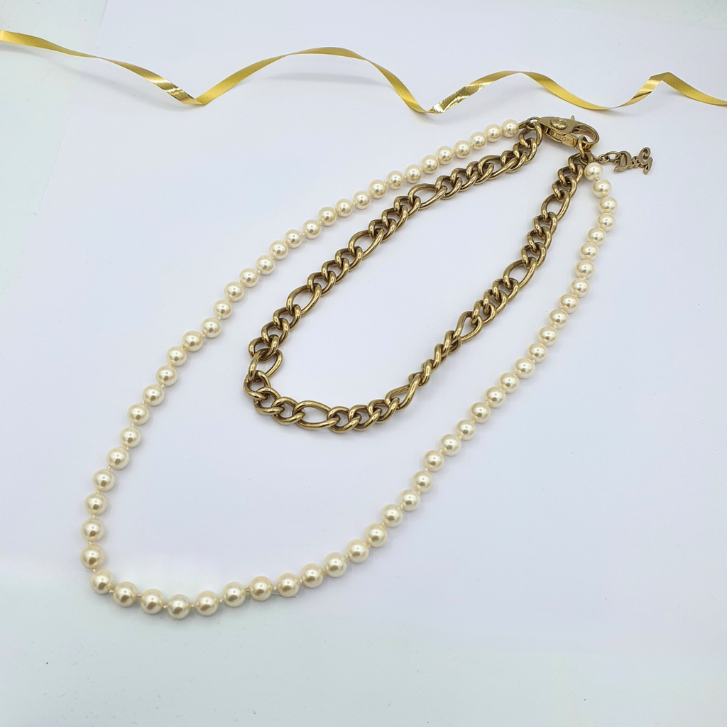Vintage Dolce & Gabbana Punk & Pearl Necklace