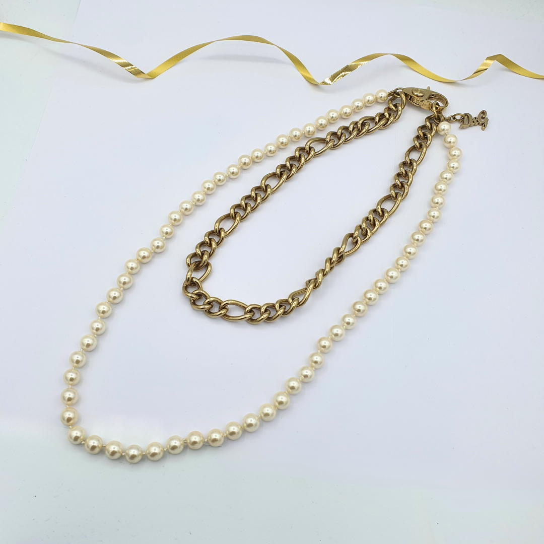 Vintage Dolce & Gabbana Punk & Pearl Necklace