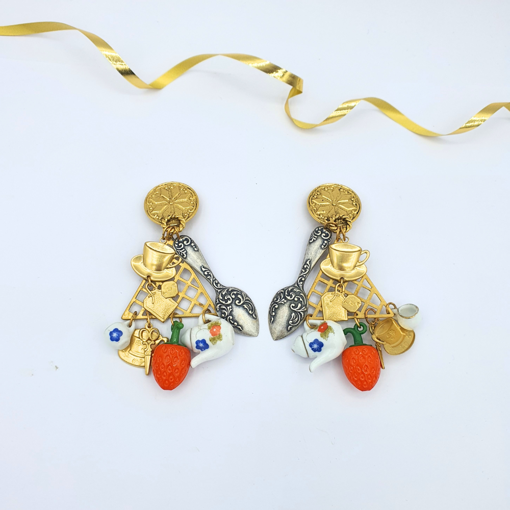 Vintage Zoe Coste Charms Teatime Clip Earrings