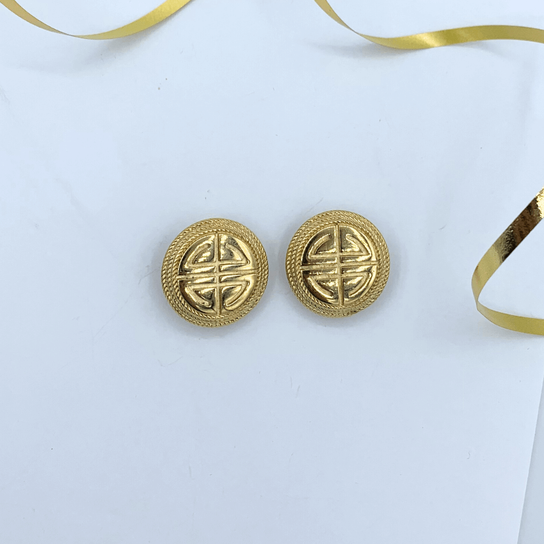Vintage Givenchy Round Geometric Classic Clip Earrings – view 2