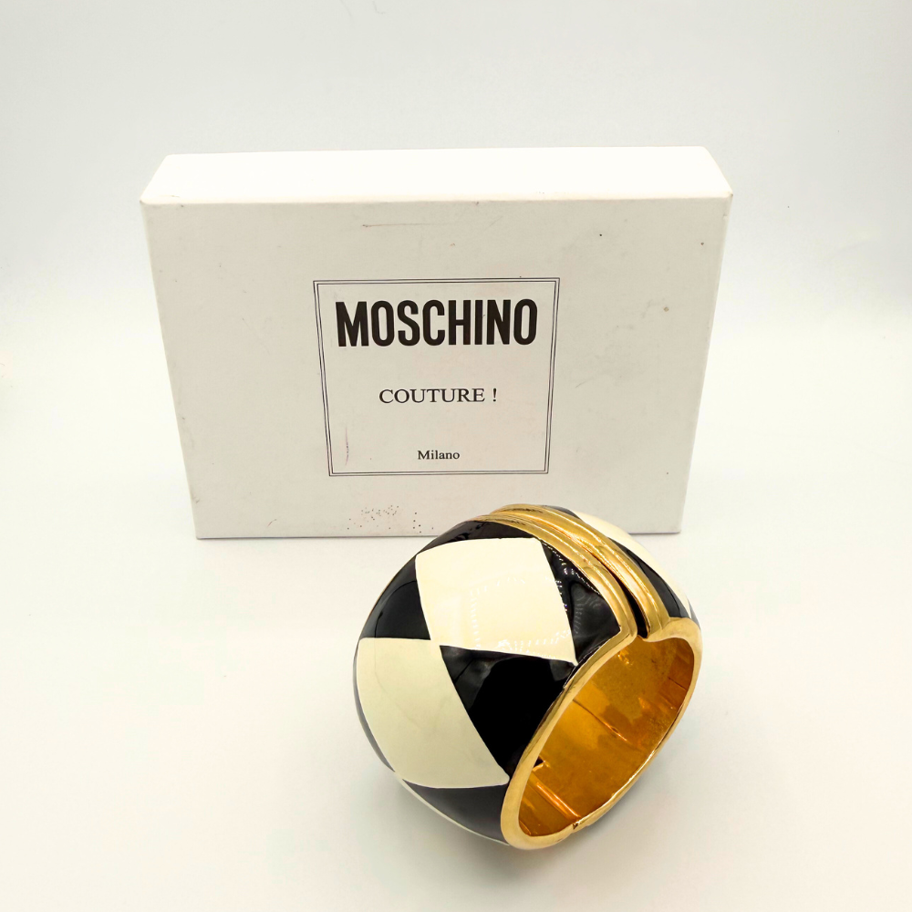 Vintage Moschino – Statement Black White Geometric Cuff