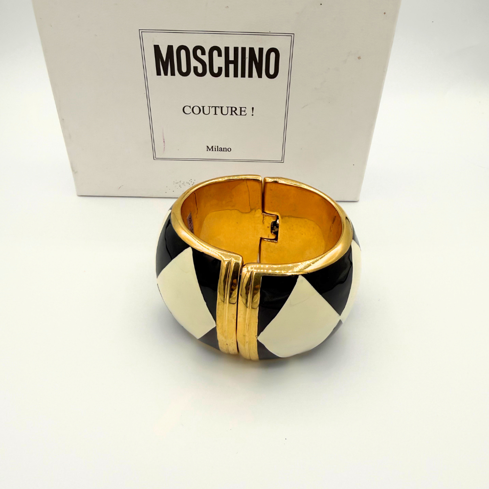 Vintage Moschino – Statement Black White Geometric Cuff – view 4