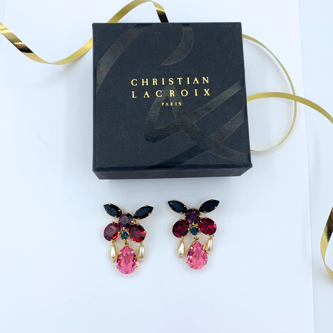 Vintage Christian Lacroix Butterfly Crystal Earrings – view 2