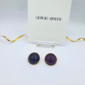 Vintage Giorgio Armani Deep Blue Cabochon Clip Earrings