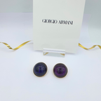 Vintage Giorgio Armani Deep Blue Cabochon Clip Earrings