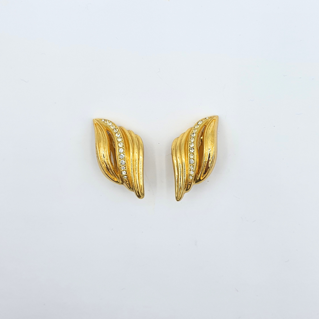 Vintage Christian Dior Curled Leaf Clip Earrings – view 2