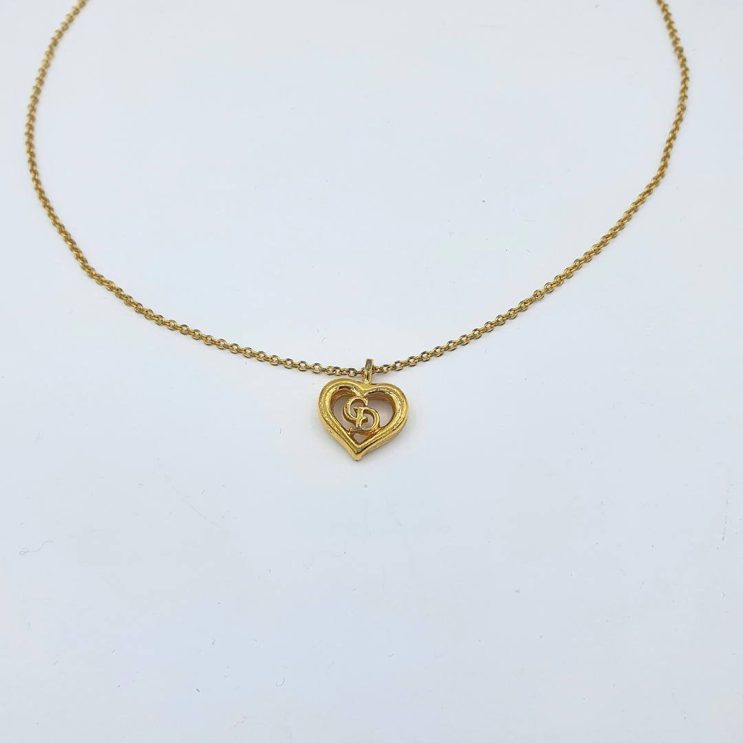 Vintage Christian Dior Heart-Shaped Pendant Necklace – view 2