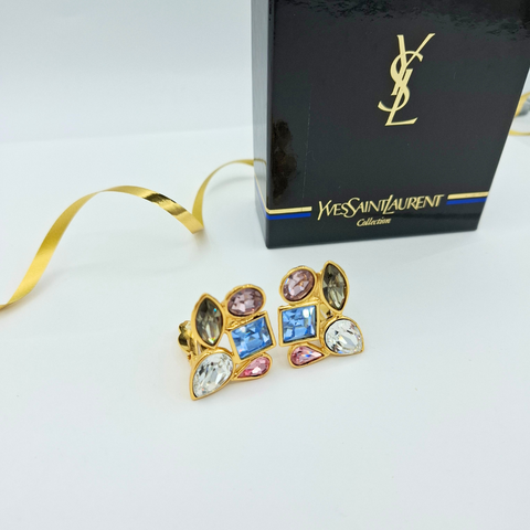 Yves Saint Laurent Crystal Clip Earrings