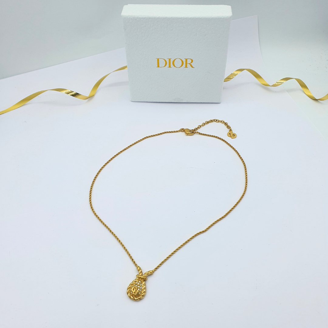 Vintage Christian Dior Teardrop Pendant Necklace