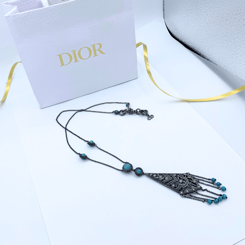 Bohemian Necklace Christian Dior Turquoise beads
