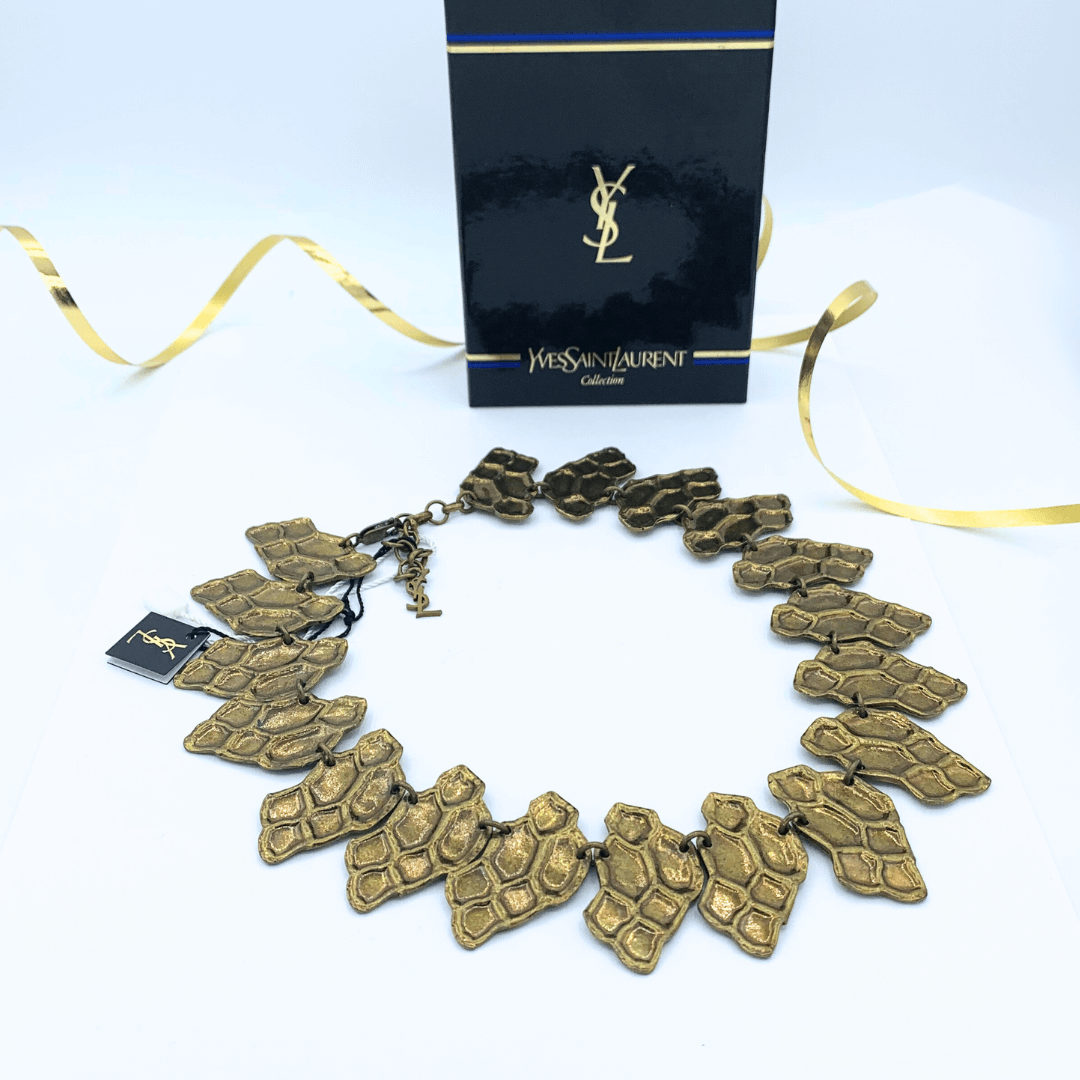 Vintage Yves Saint Laurent Double-Sided Scale-Shaped Necklace