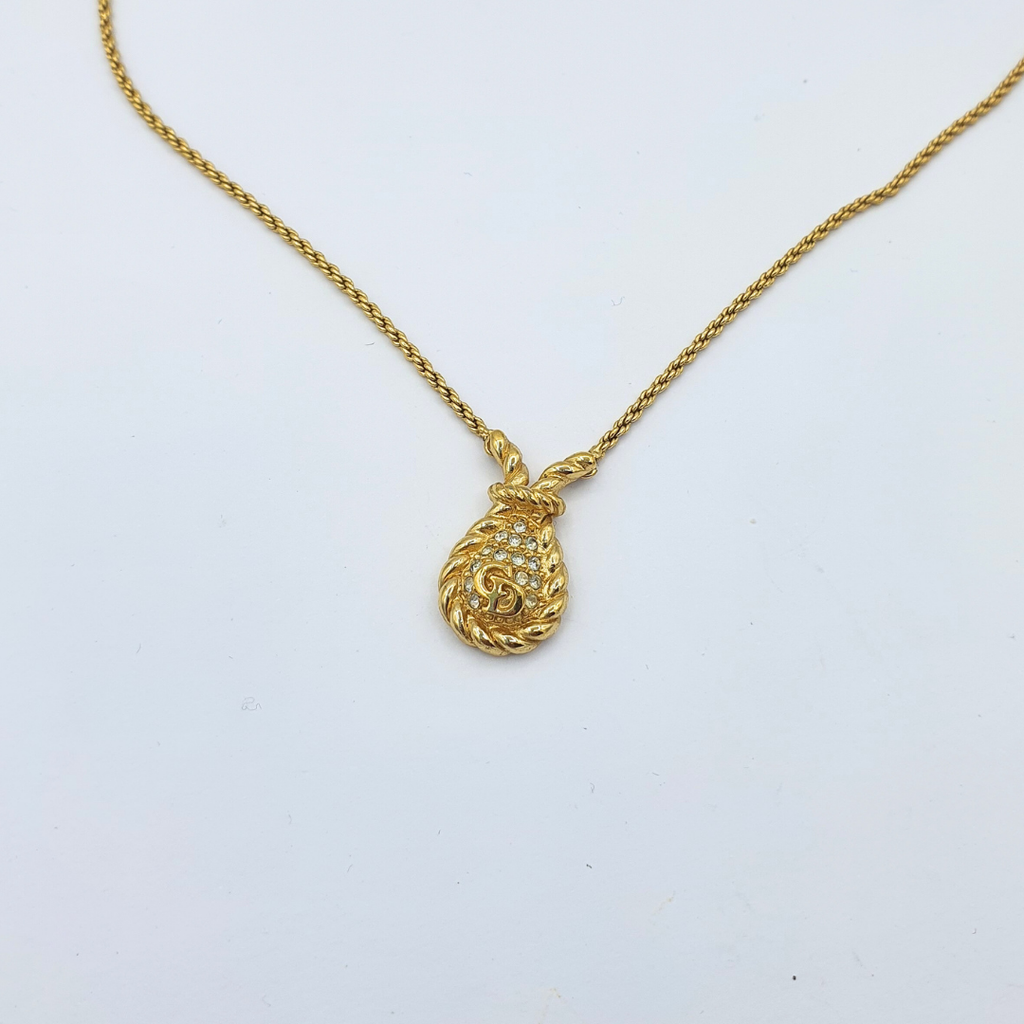 Vintage Christian Dior Teardrop Pendant Necklace – view 2