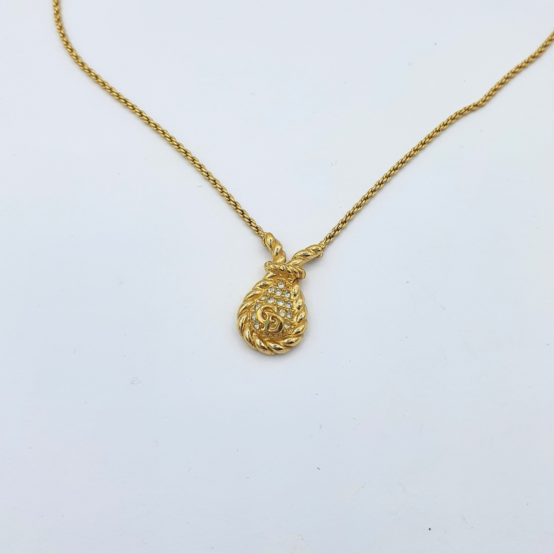 Vintage Christian Dior Teardrop Pendant Necklace – view 2