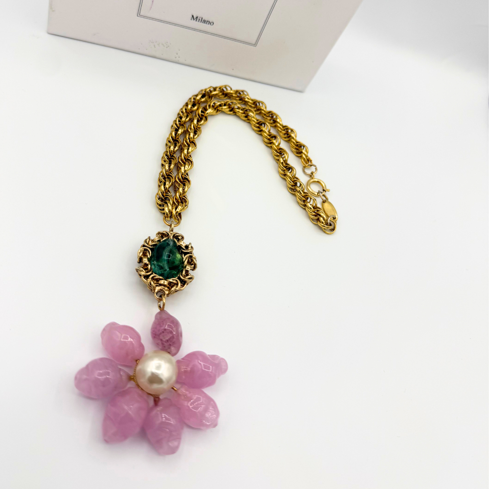 Vintage Moschino – Statement Necklace with Flower Pendant – view 4