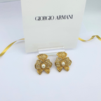 Vintage Giorgio Armani Bow Design Clip Earrings with Pearl and Crystals – view 2
