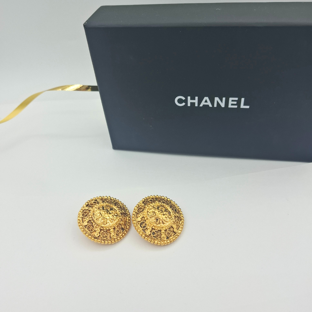 Vintage Chanel Baroque CC Clip Earrings