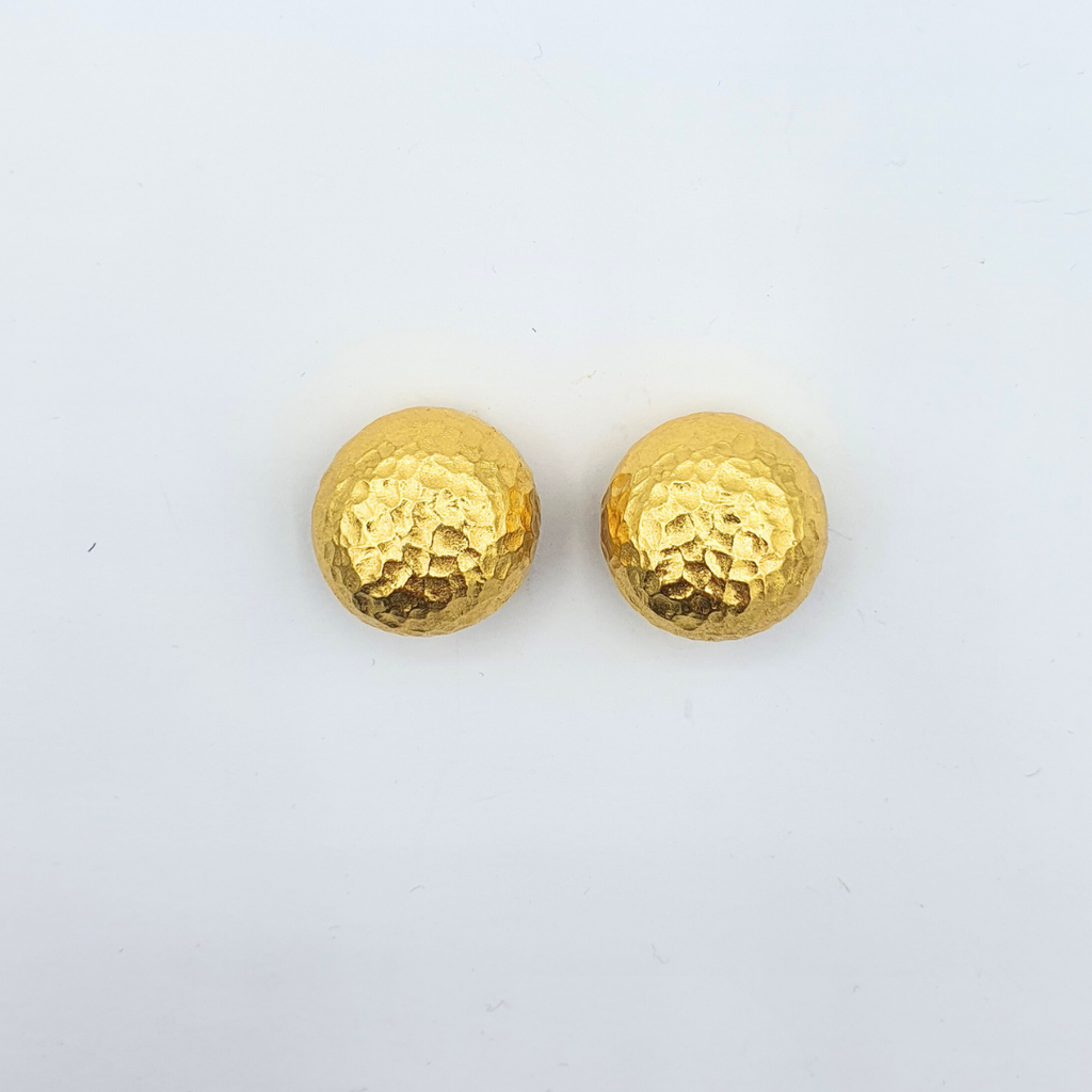 Vintage Christian Dior Round Hammered Clip Earrings – view 2