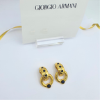 Vintage Giorgio Armani Gilt Design with Dark Blue Cabochons and Crystals – view 4