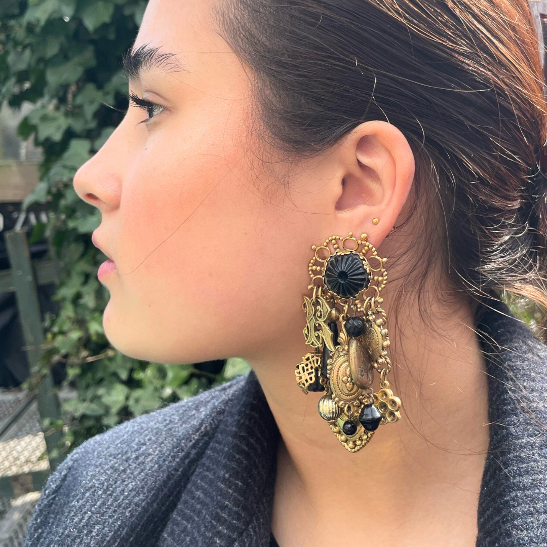 Vintage Zoe Coste Baroque Statement Earrings – view 2