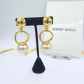 Vintage Giorgio Armani Clip Earrings with Large Pearl Drops