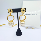 Vintage Giorgio Armani Clip Earrings with Large Pearl Drops