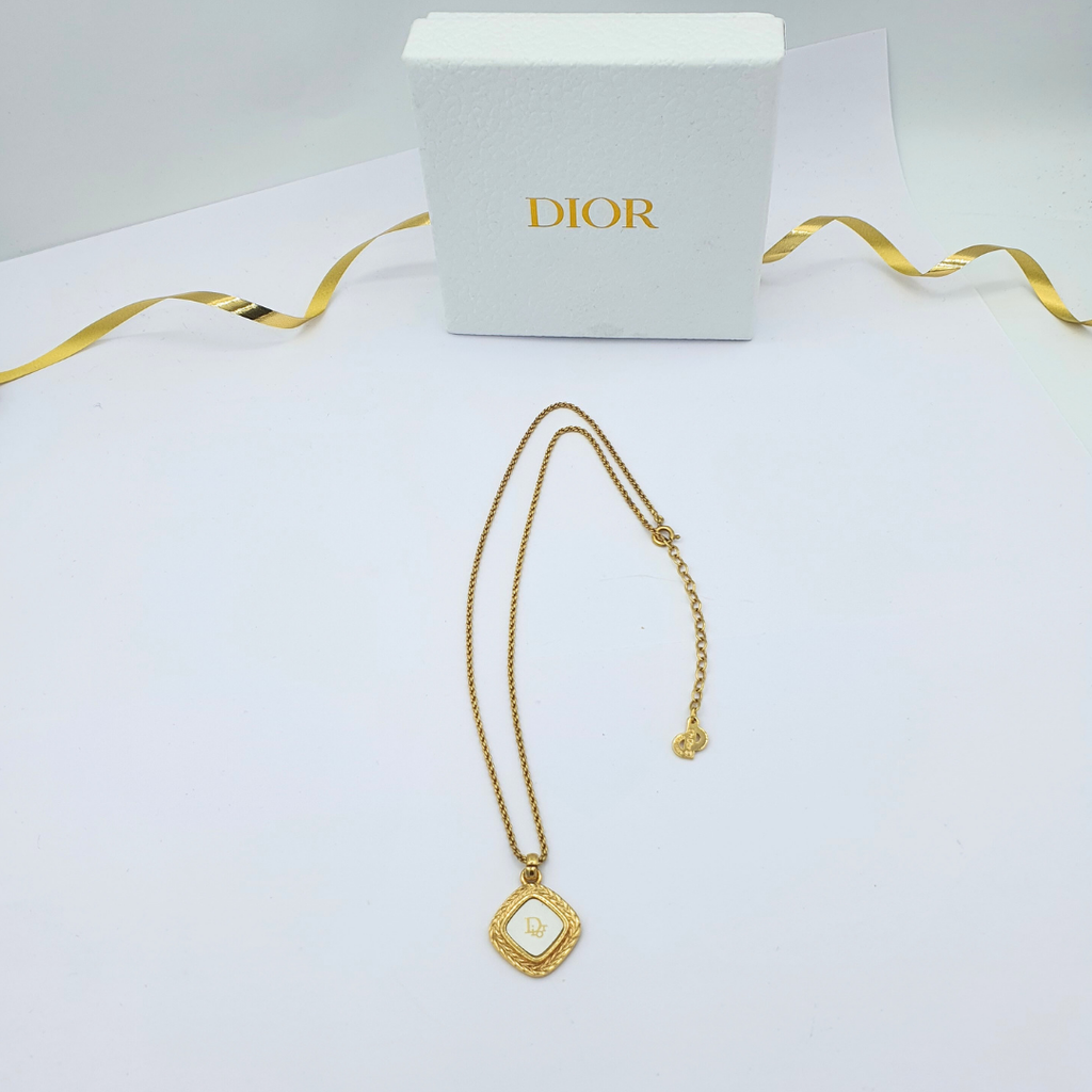 Vintage Christian Dior Diamond-Shaped Logo Necklace