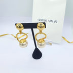 Vintage Giorgio Armani Clip Earrings with Large Pearl Drops – view 4