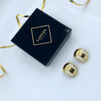 Vintage Lanvin Rectangular Domed Clip Earrings