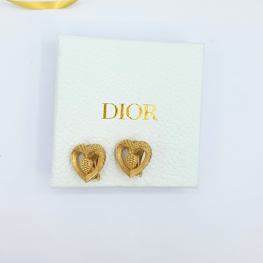 Vintage Christian Dior Open Heart Clip Earrings