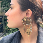 Vintage Zoe Coste Oriental Revival Statement Earrings – view 3