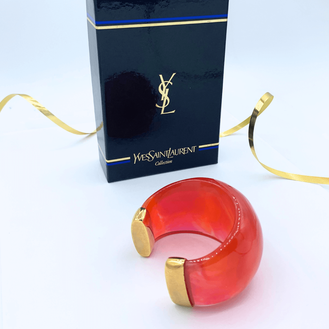 Vintage Yves Saint Laurent Red Resin Cuff Bracelet